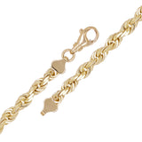 14k Yellow Gold Solid Diamond Cut Rope Chain Bracelet 8.5" 6.7mm 30 grams