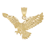 14k Yellow Gold Solid Diamond Cut Landing Eagle Pendant 1.2" 5.6 grams