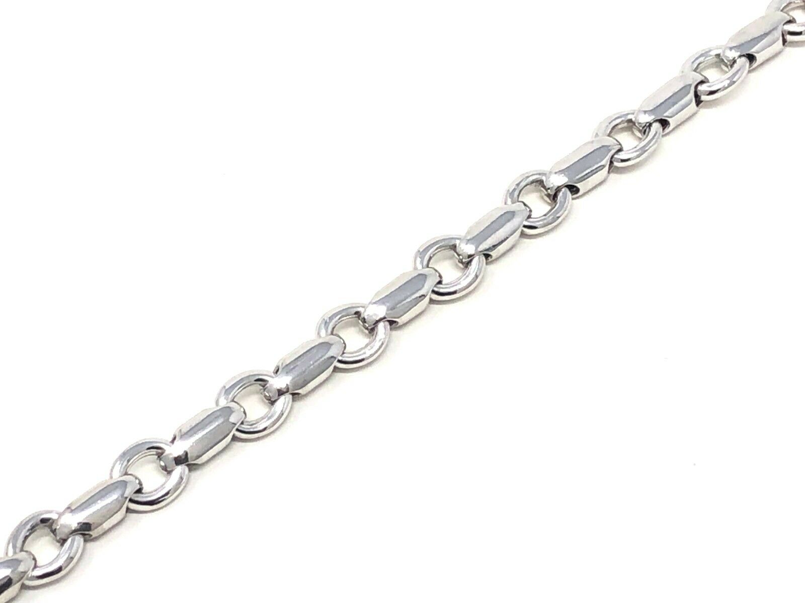 14k White Gold Handmade Fashion Link Bracelet 8" 6.3mm 17.7 grams - White,8"