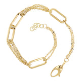 Italian 14k Yellow Gold Rolo & Paper Clip Link Bracelet 7.5" 6.2mm 3.7 grams