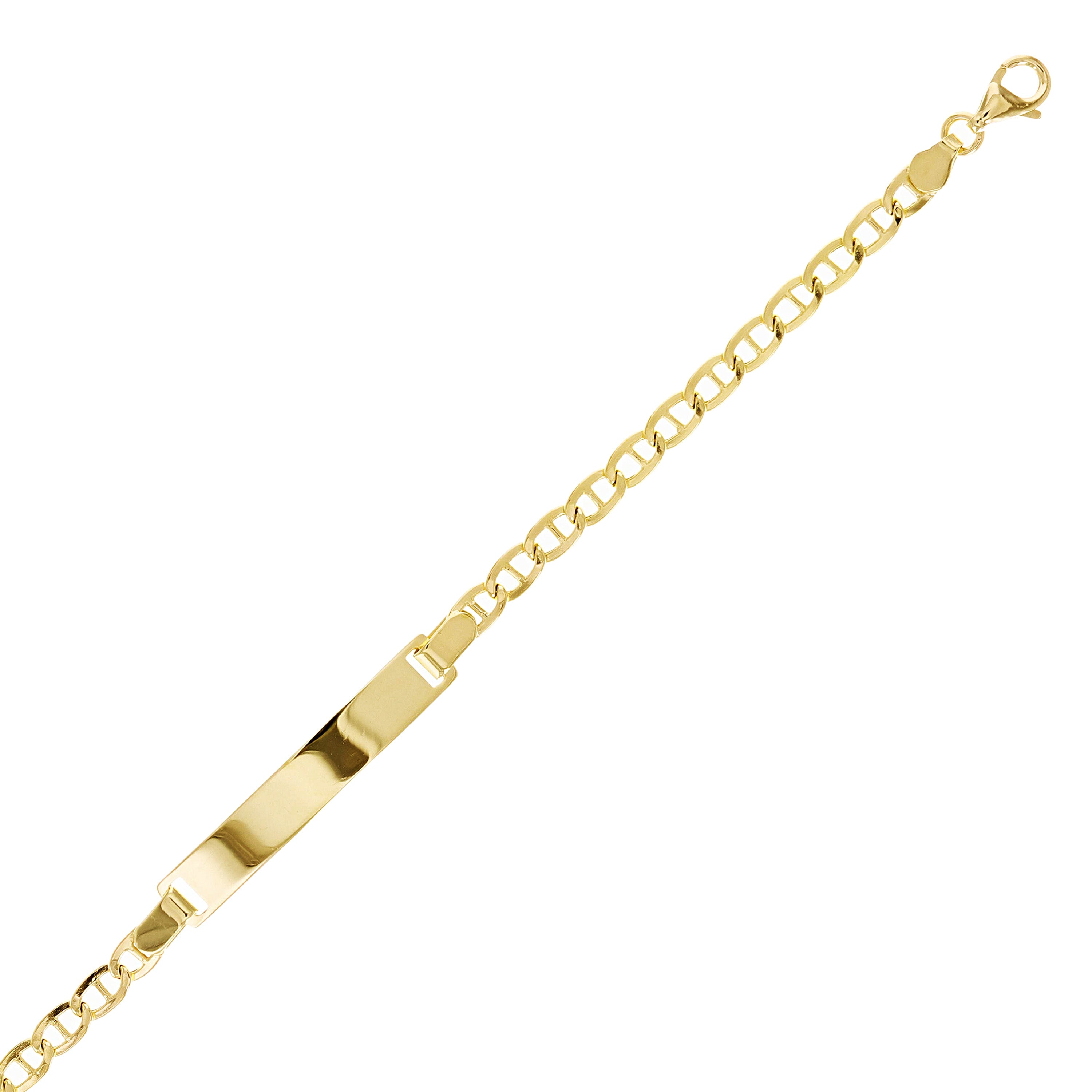 Italian 14k Yellow Gold Engravable Baby Kid ID Anchor Mariner Bracelet 6.5"