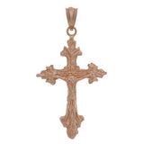 14k Rose Gold Filigree Jesus Christ Crucifix Cross Charm Pendant 1.4" 2.3 grams - Rose