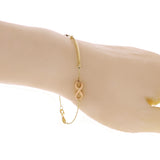 Italian 14k Tri Color Gold Infinity Charm Bar Link Bracelet 7.25" 1.7 grams