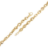 Italian 14k Yellow Gold Hollow Double Oval Links Bracelet 8" 7mm 7.6 grams
