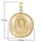 Italian 14k Yellow Gold Madonna Virgin Mary Medal Charm Pendant 1.1" 2 grams - 2 grams