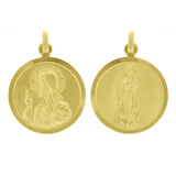 Italian 14k Yellow Gold Reversible Guadalupe & Sacred Heart of Jesus Medal Charm