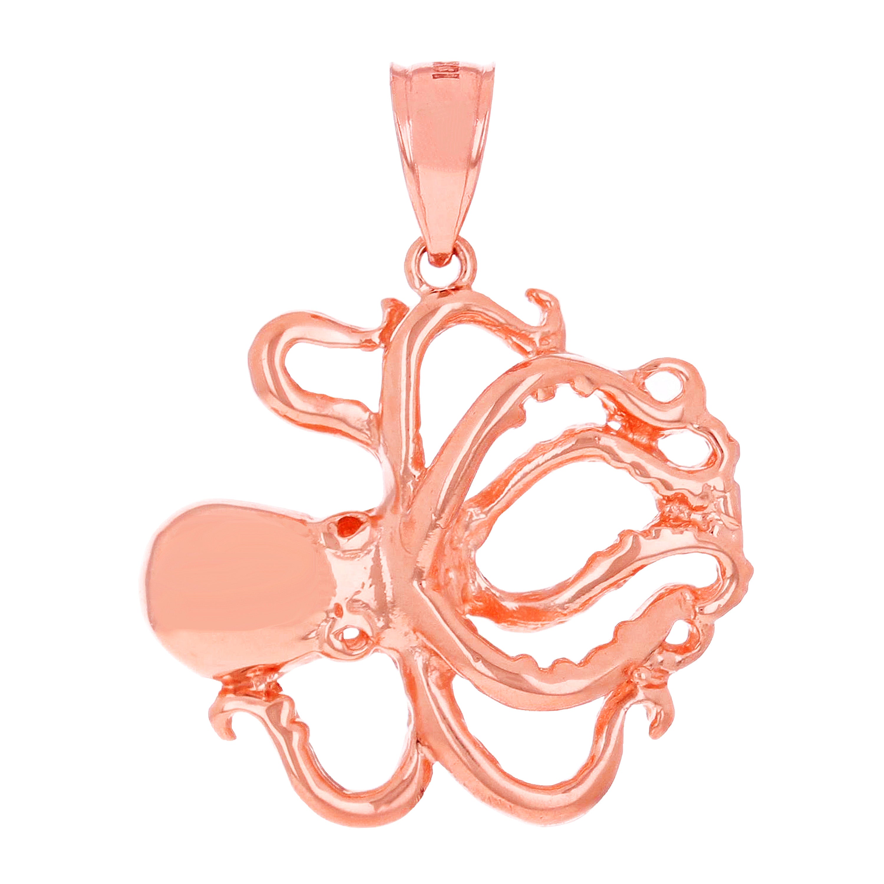 10k Rose Gold Octopus Charm Pendant 1.15" 4g - Rose