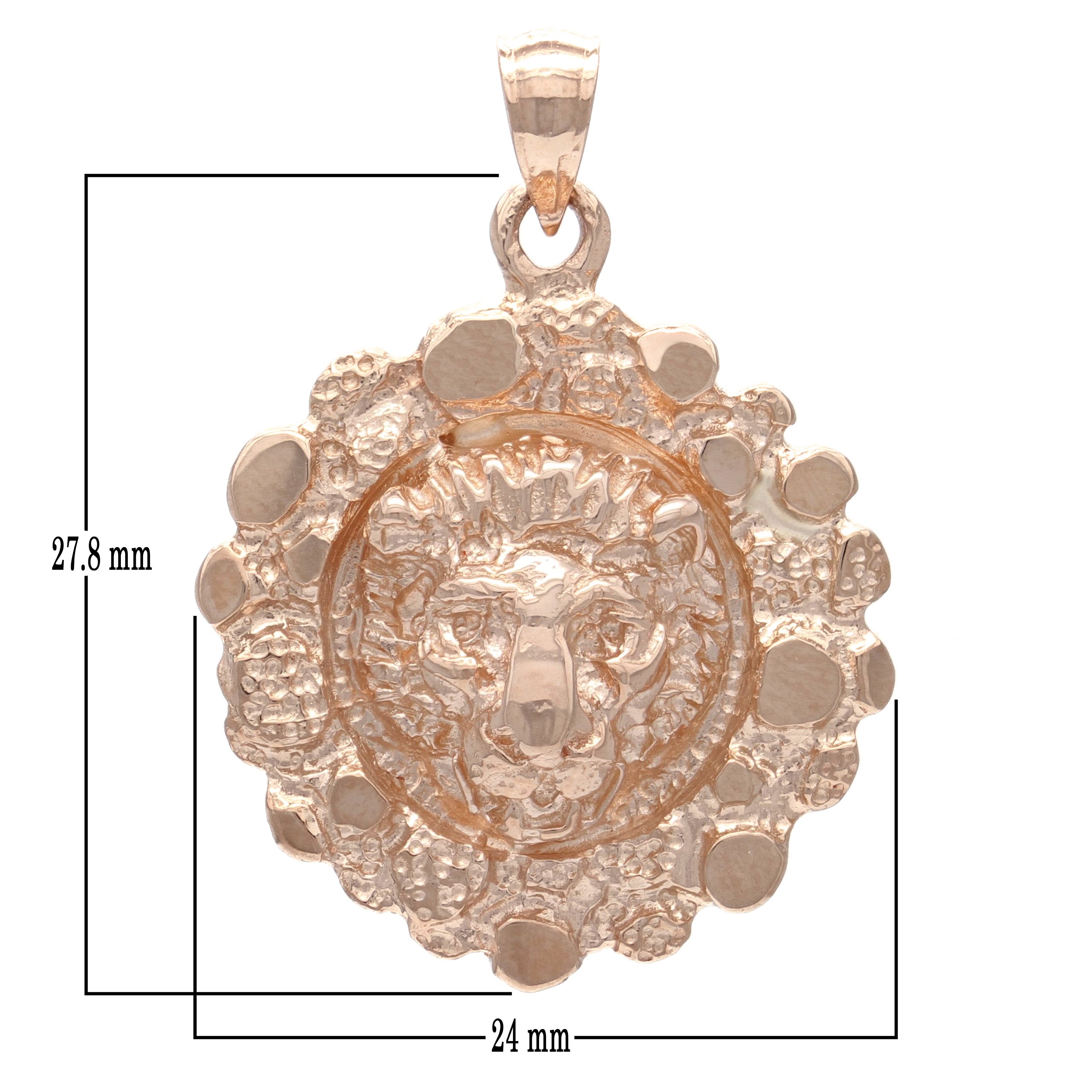 14k Rose Gold Nugget Lion Face Lion Charm Pendant 6.7 grams