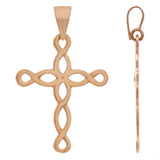 14k Rose Gold Filigree Cross Charm Pendant 1.75" 2.5 grams - Rose