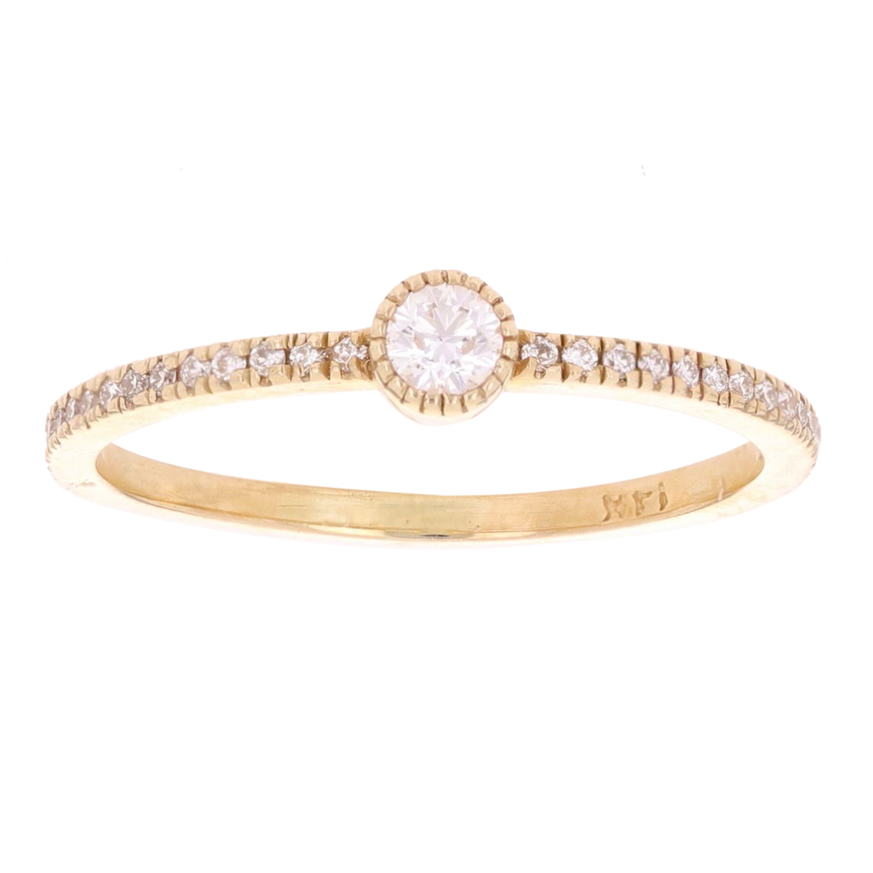 14k Yellow Gold Diamond Stackable Promise Ring Size 6 - Yellow,Ring Size 6