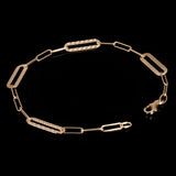 Italian 14k Yellow Gold High Polished & Diamond Cut Paperclip Link Bracelet 7"