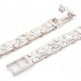 925 Sterling Silver Solid Nugget Bracelet Adjustable 9" 6.75mm 16 grams