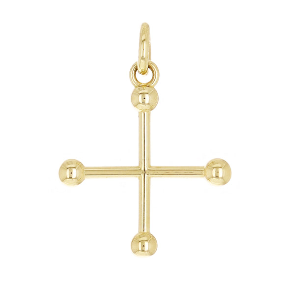 14k Yellow Gold Pommee Cross Charm Pendant 24mm x 17.9mm1.3 grams