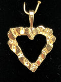14k Yellow Gold Nugget Heart Charm Pendant 2.3 grams