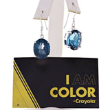 Crayola 14k White Gold Oval Midnight Blue Topaz Earrings & Pendant Necklace Set