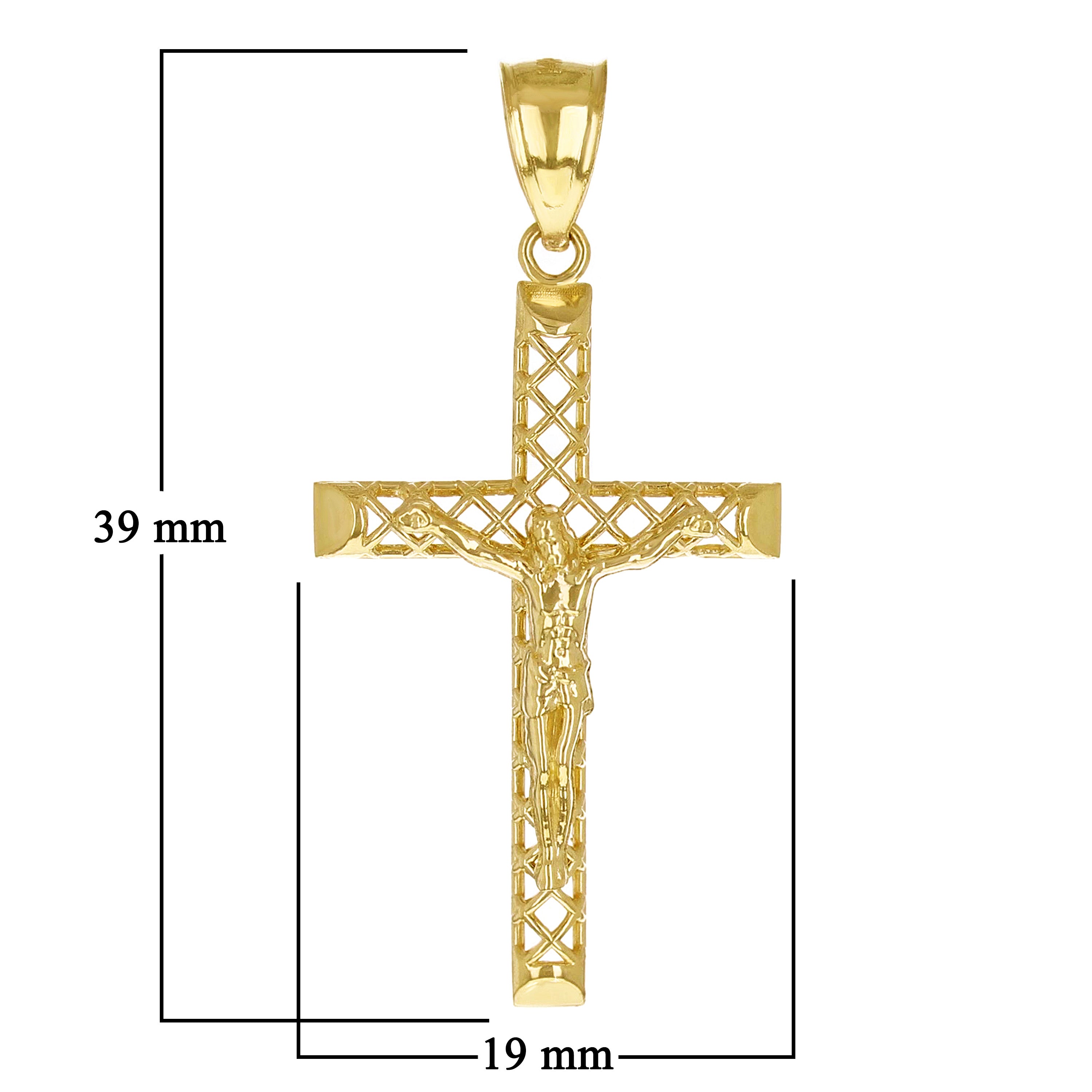 14k Yellow Gold 3D Jesus Christ Crucifix Woven Cross Pendant 1.5" 1.7 grams
