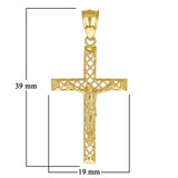14k Yellow Gold 3D Jesus Christ Crucifix Woven Cross Pendant 1.5" 1.7 grams