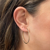 Italian 14k Yellow Gold High Polish Round Endless Hoop Earrings 1.5" 1.3 grams