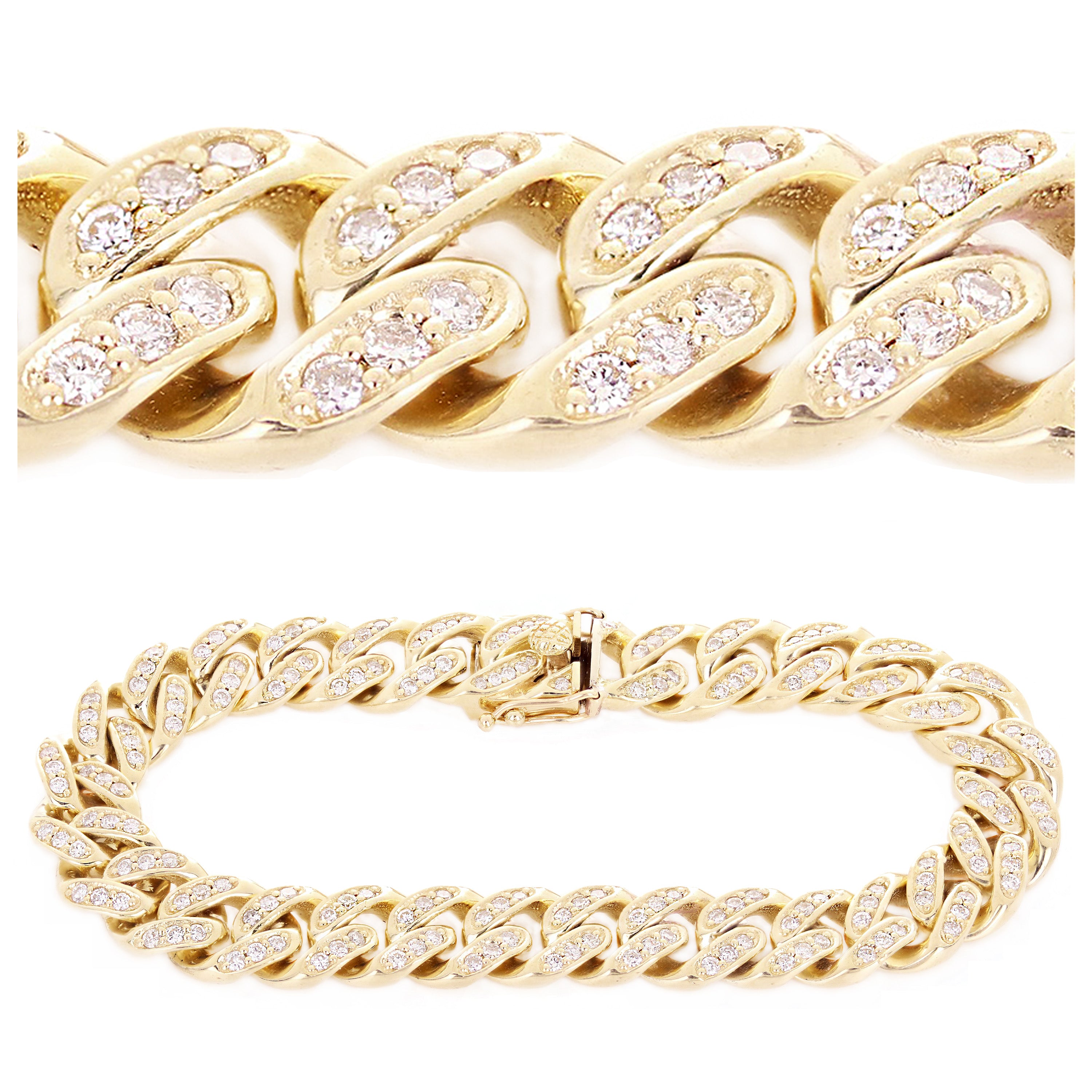 14k Yellow Gold 4.00ctw Diamond Miami Cuban Link Bracelet 11.5mm 8" ICED OUT