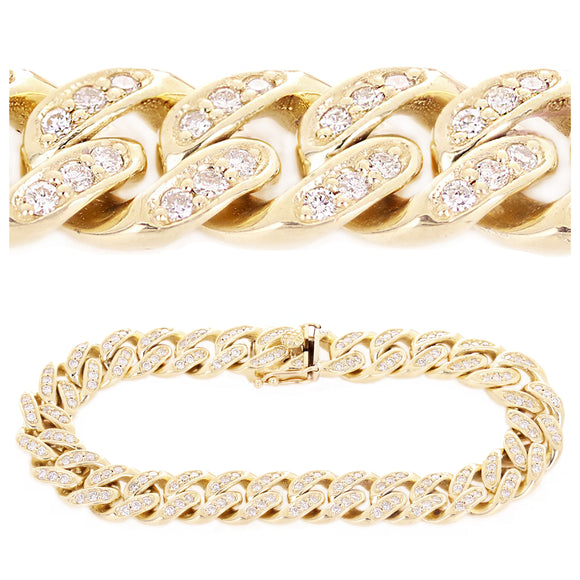 14k Yellow Gold 4.4ctw Diamond Miami Cuban Link Bracelet 11.5mm 8.5