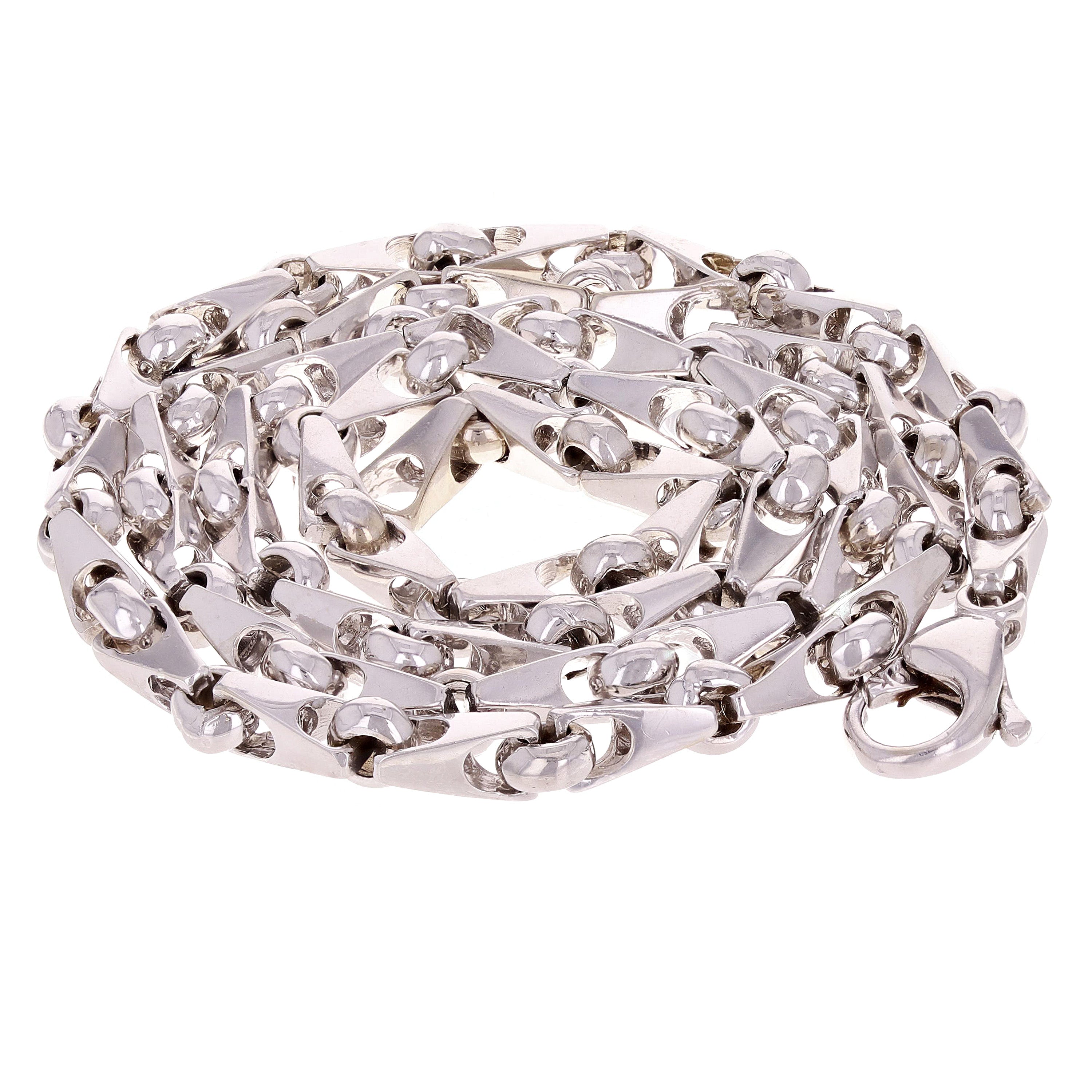 10k White Gold Handmade Fashion Link Chain Necklace 20" 4.5mm 33 grams - White,20"