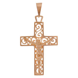 14k Rose Gold Jesus Christ Crucifix Cross Religious Charm Pendant 2" 5.2 grams - Rose