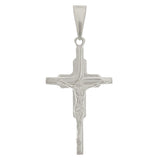 14k White Gold Religious Cross Jesus Crucifix Cross Charm Pendant 2.6 grams - White