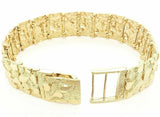 Men's 10k Yellow Gold Solid Nugget Bracelet 7"- 7.5" 18.5mm 43.8 grams
