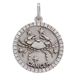14k White Gold  Diamond Zodiac Sign Cancer Pendant - Cancer,White