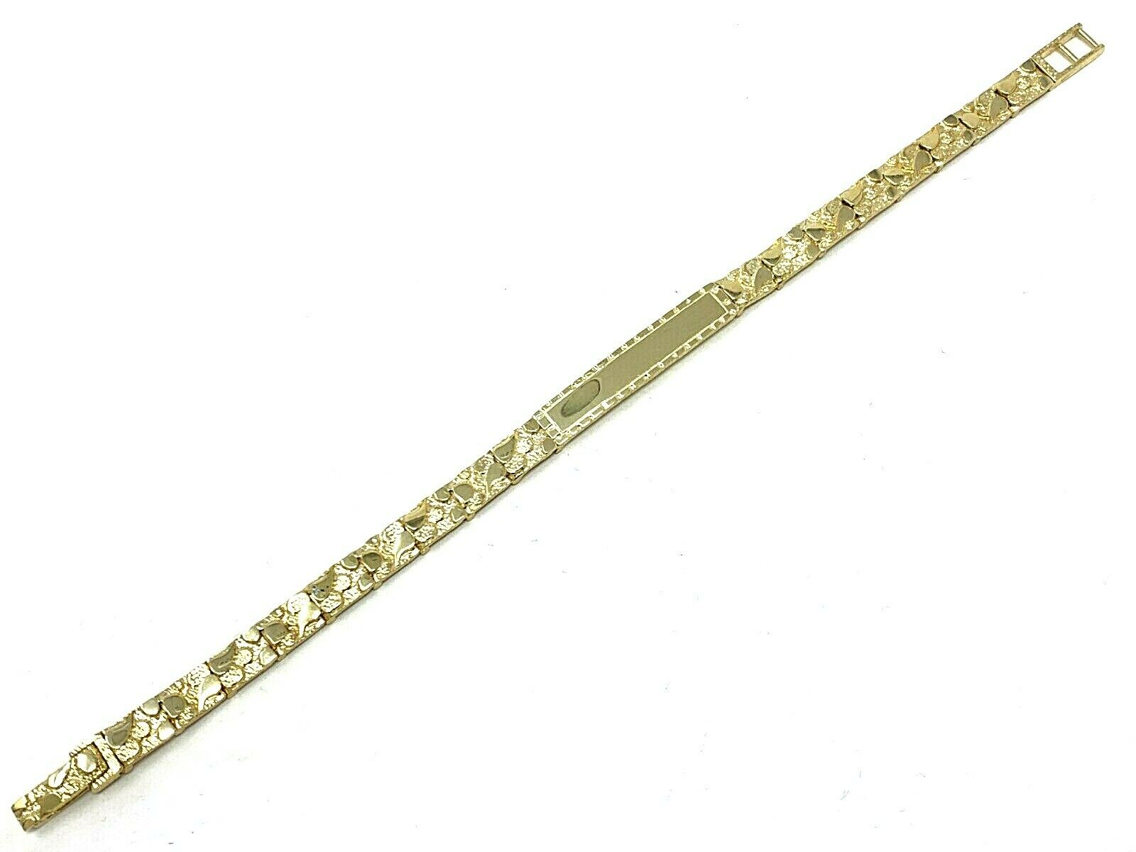 14k Yellow Gold Nugget ID Bracelet Adjustable 8"- 8.5" 7.4mm 17.3 grams