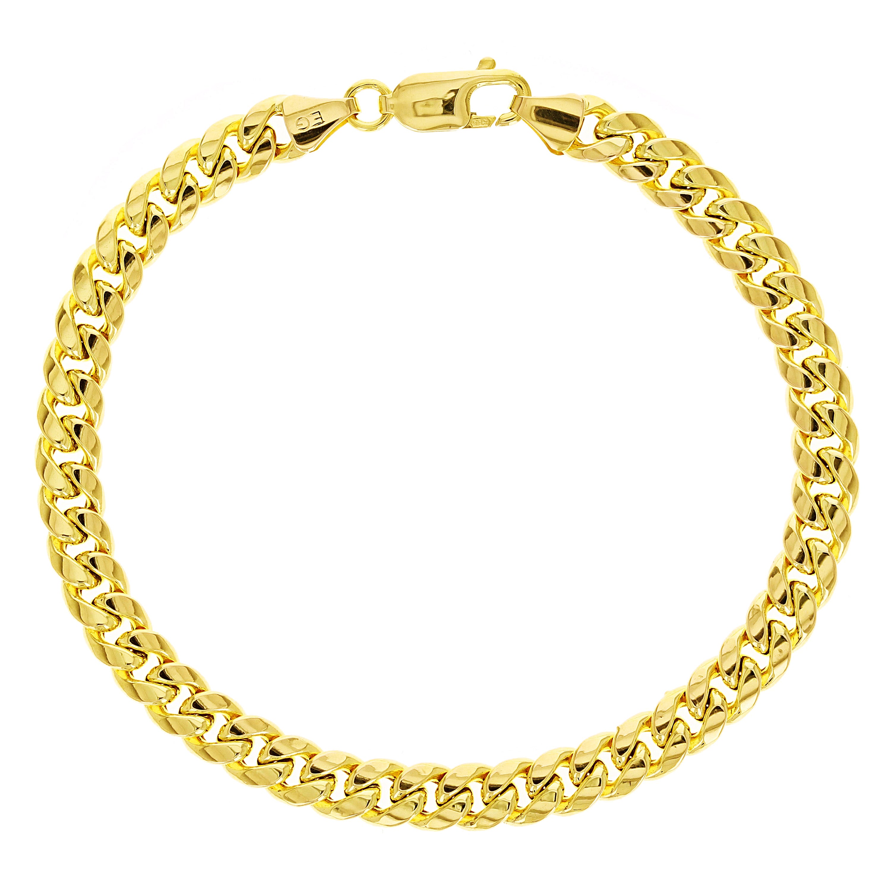 Italian 14k Yellow Gold Hollow Miami Cuban Chain Bracelet 8" 6mm 8.7 grams - 8" 8.7 grams