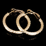 Italian 14k Yellow Gold Diamond Cut Round Hoop Earrings 1" 3mm 2.6 grams