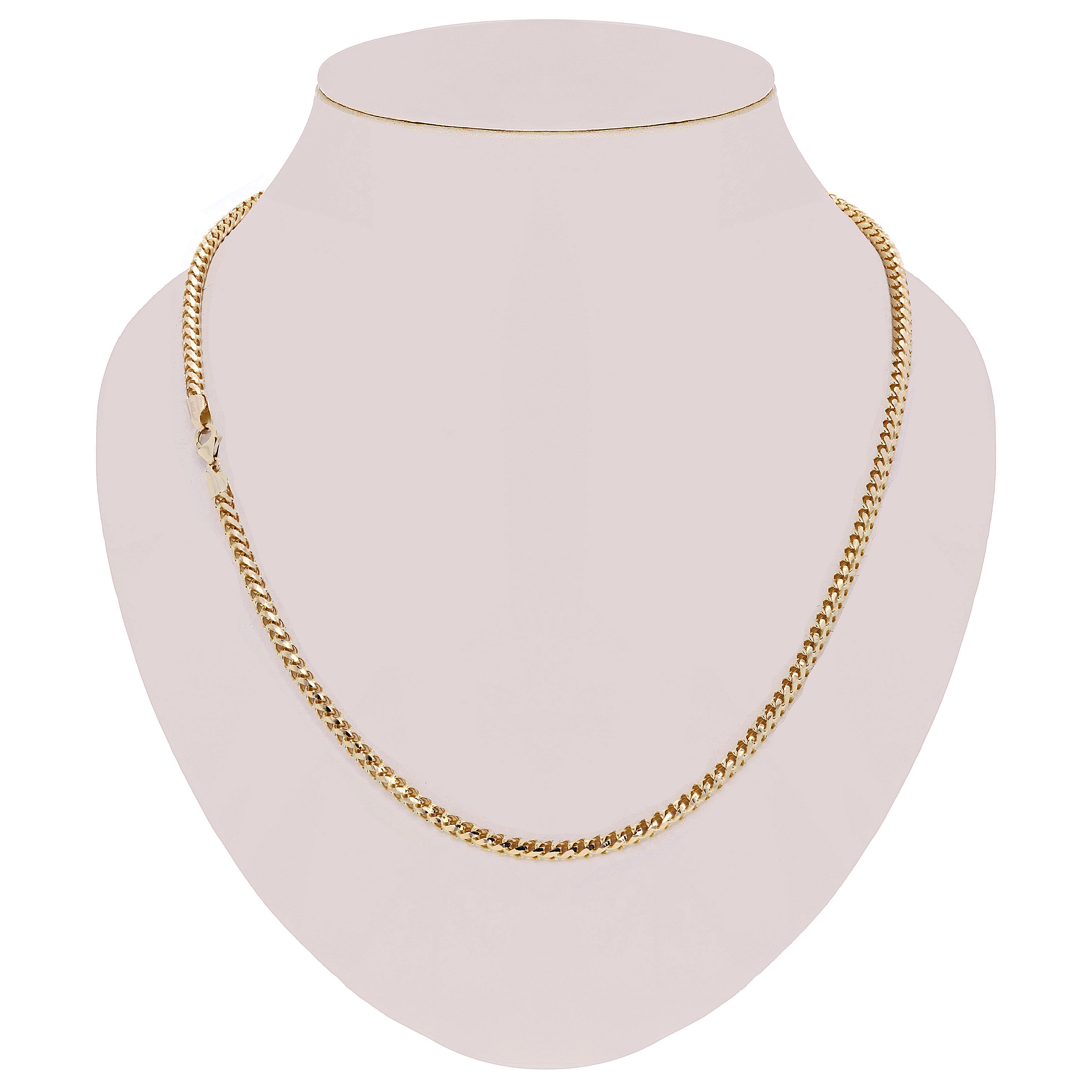Italian 14k Yellow Gold Solid Diamond Cut Franco Chain Necklace 22" 4mm 46 grams - 22" 47.2 grams
