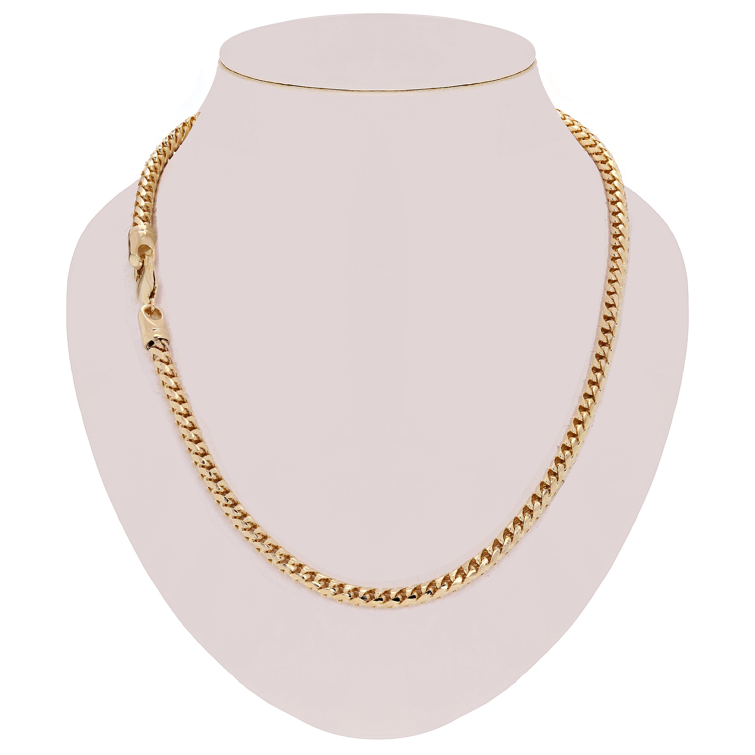 Italian 14k Yellow Gold Solid Diamond Cut Franco Chain Necklace 6 mm 22", 24", 26", 28"