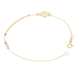Italian 14k Yellow & White Gold Hamsa Charm Bar Link Bracelet 7.25" 1.5 grams