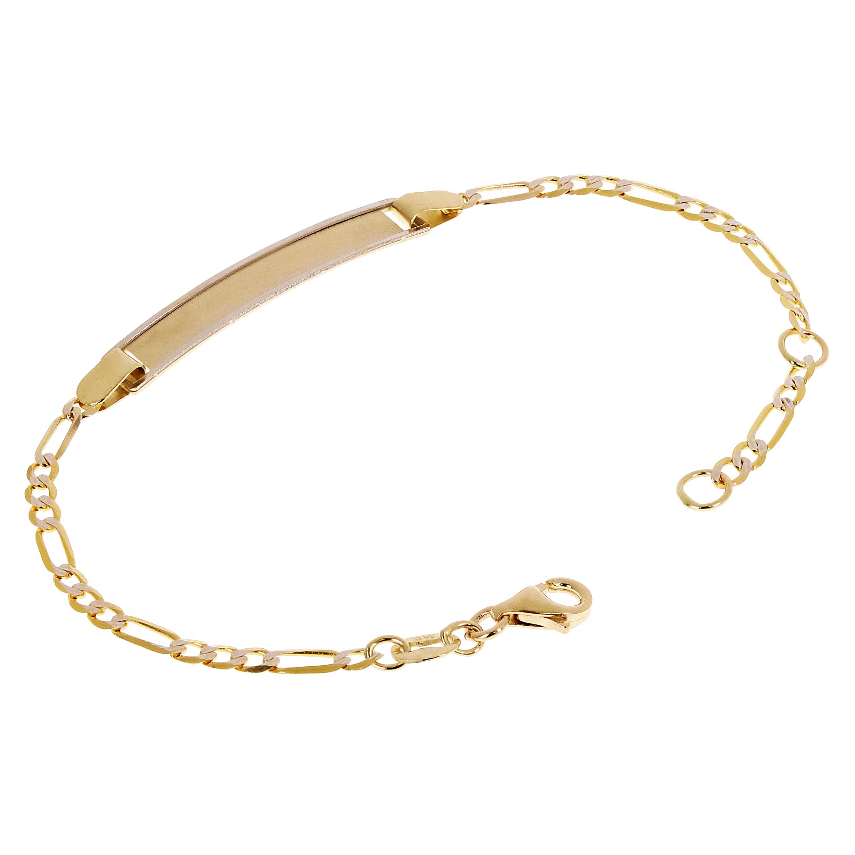 Italian 14k Two Tone Gold Engravable Baby Kids ID Figaro Bracelet 6" 2.5 grams