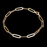 Italian 14k Yellow Gold Hollow Paper Clip Chain Bracelet 7.5" 4.3mm 2.7 grams - 7.5" 4.3mm
