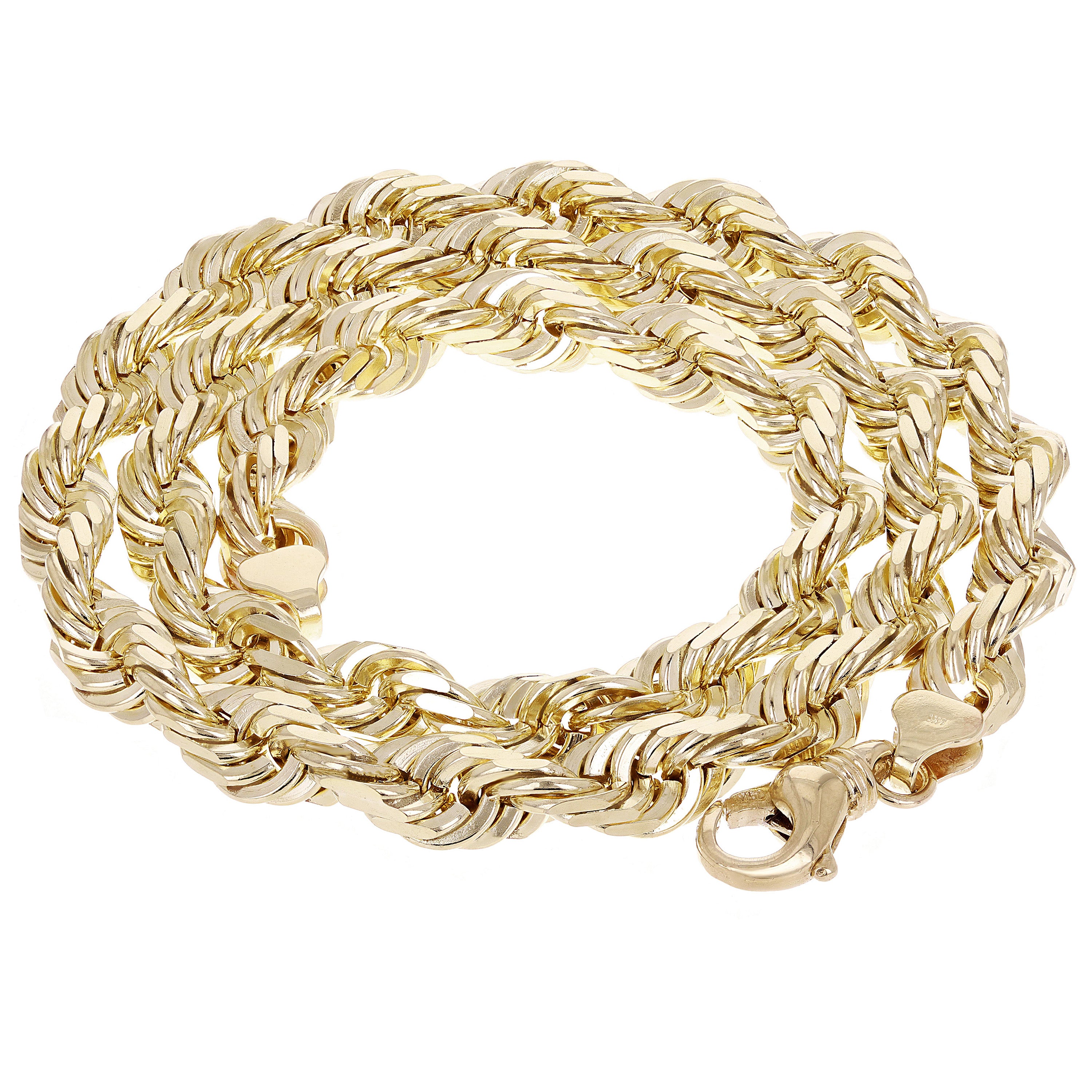 14k Yellow Gold Solid Diamond Cut Rope Chain Necklace 16" 12mm - 16",12mm