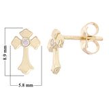 14k Yellow Gold 0.05ctw Diamond Irish Celtic Cross Stud Earrings