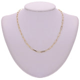 Italian 14k Yellow Gold Plain & Diamond Cut Paper Clip Link Necklace 18" 8.7 grams - 18" 8.7 grams