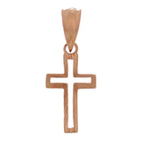 14k Rose Gold Christian Religious Small Open Cross Charm Pendant 0.8gram - White