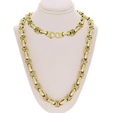 10k Yellow Gold Solid Fancy Handmade Link Chain Necklace 16" 12.8mm 115 grams - Yellow,16"