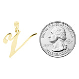 14k Yellow Gold Initial Letter V Alphabet Charm Pendant - Letter V,Yellow
