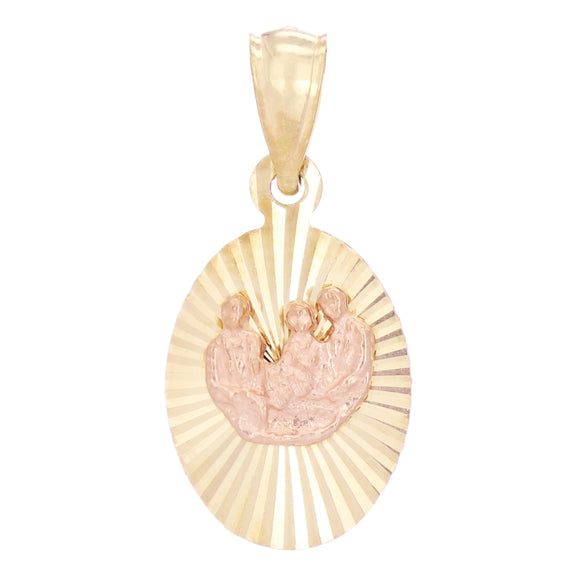14k Two Tone Gold Diamond Cut Baby Baptism Charm Pendant 23mm x 11mm 1.5 grams