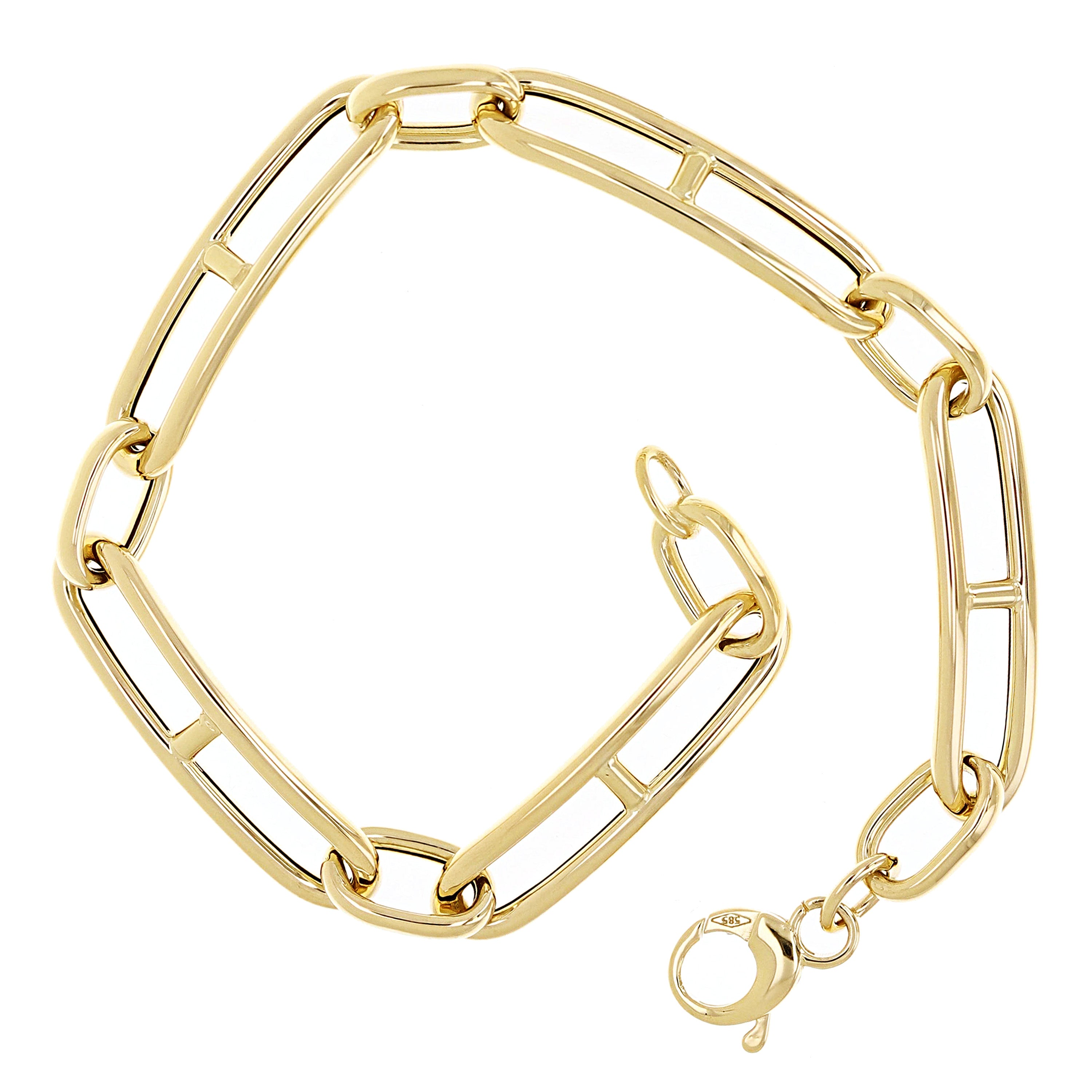 Italian 14k Yellow Gold Mariner Paper Clip Link Chain Bracelet 7.5" 5.6 grams