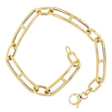 Italian 14k Yellow Gold Mariner Paper Clip Link Chain Bracelet 7.5" 5.6 grams