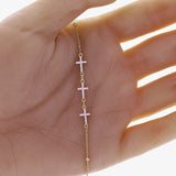 Italian 14k Yellow Gold Ball Bead Cross Charm Anchor Bracelet 7" 1.9 grams