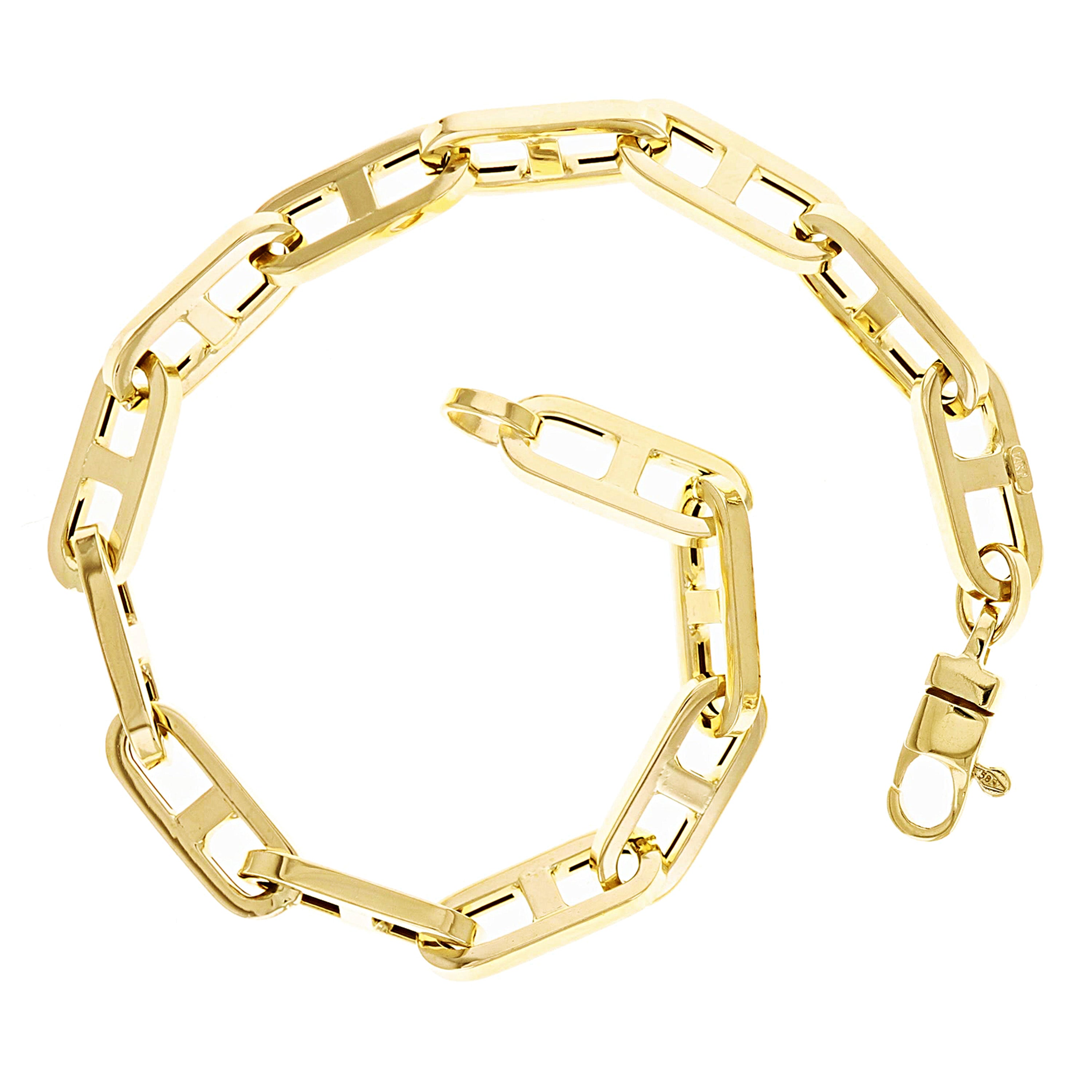 Italian 14k Yellow Gold Hollow Anchor Chain Bracelet 7.5" 6mm 6.4 grams