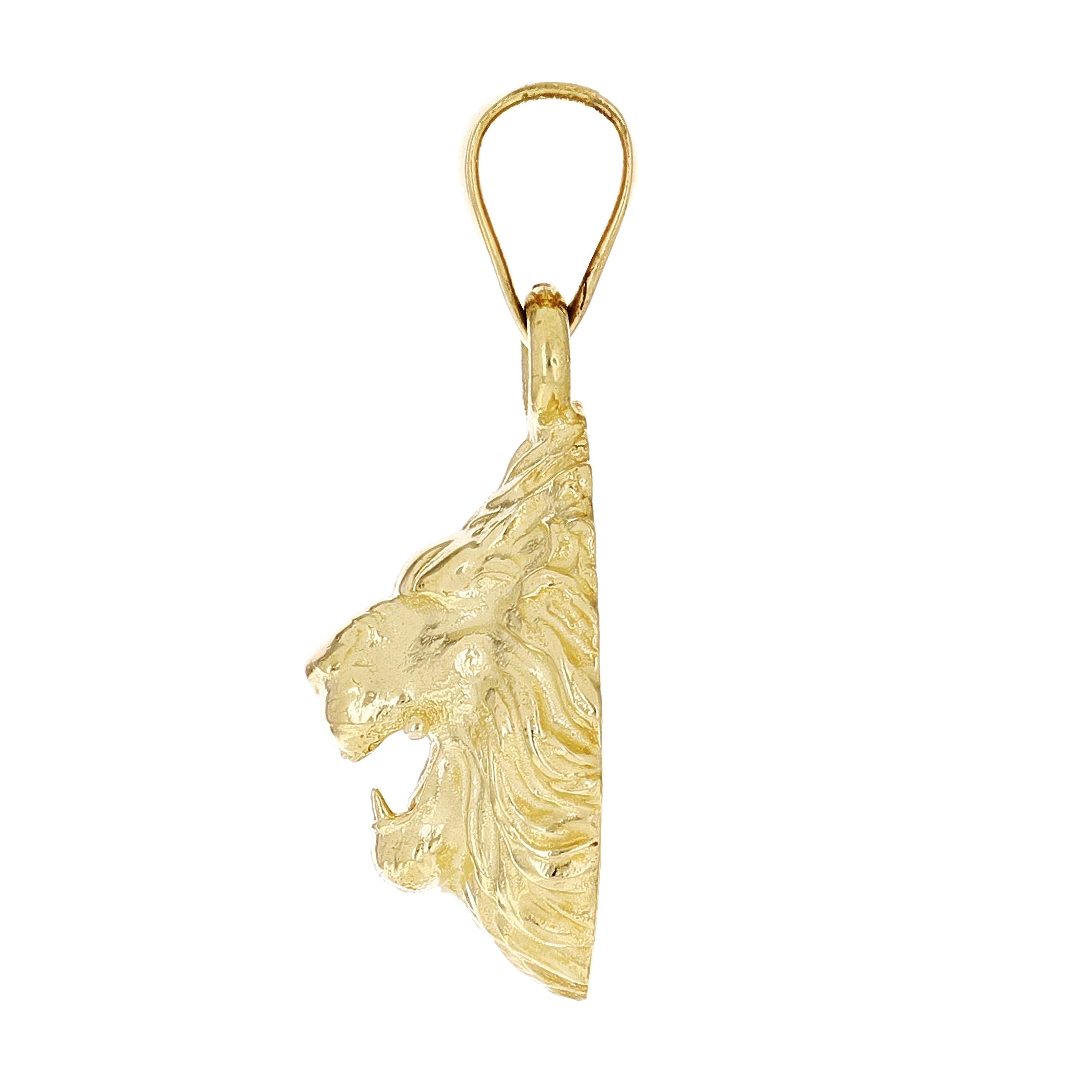 10k Yellow Gold 3D Lion Head Charm Pendant 1.1" 4.5 grams