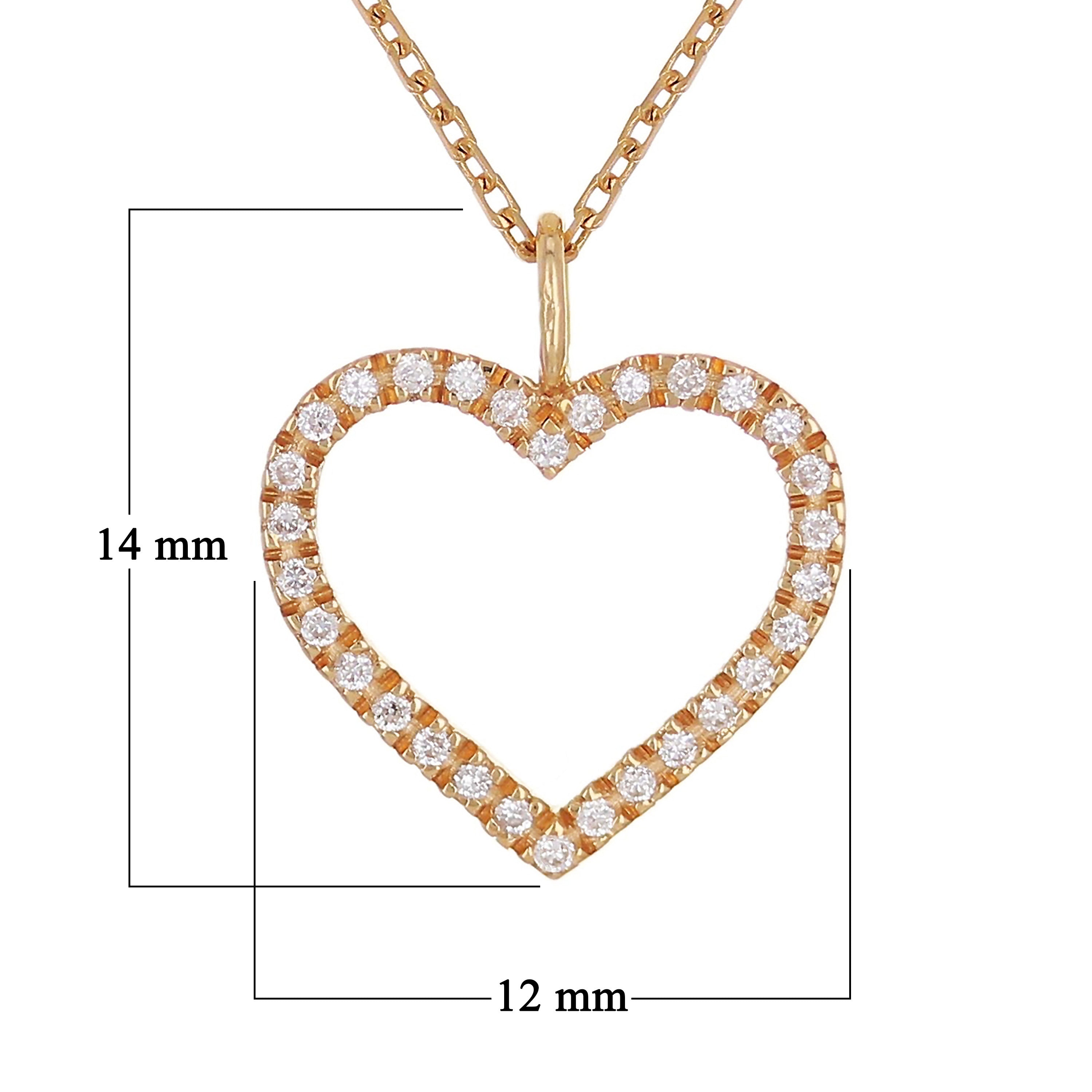 14k Rose Gold 0.10ctw Natural Diamond Heart Charm Pendant Necklace 18" - Rose